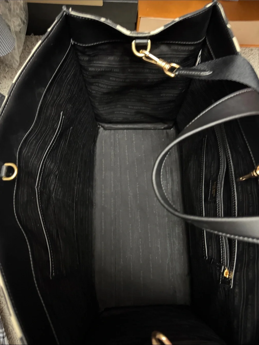 kate spade Black & Pink Stripe Canvas Tote